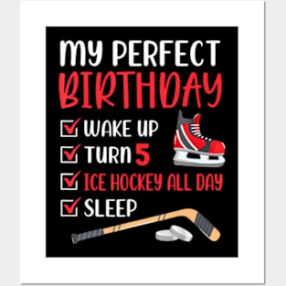 5 Year Old Ice Hockey Birthday Party 5Th Boy Bday Five Posters and Art